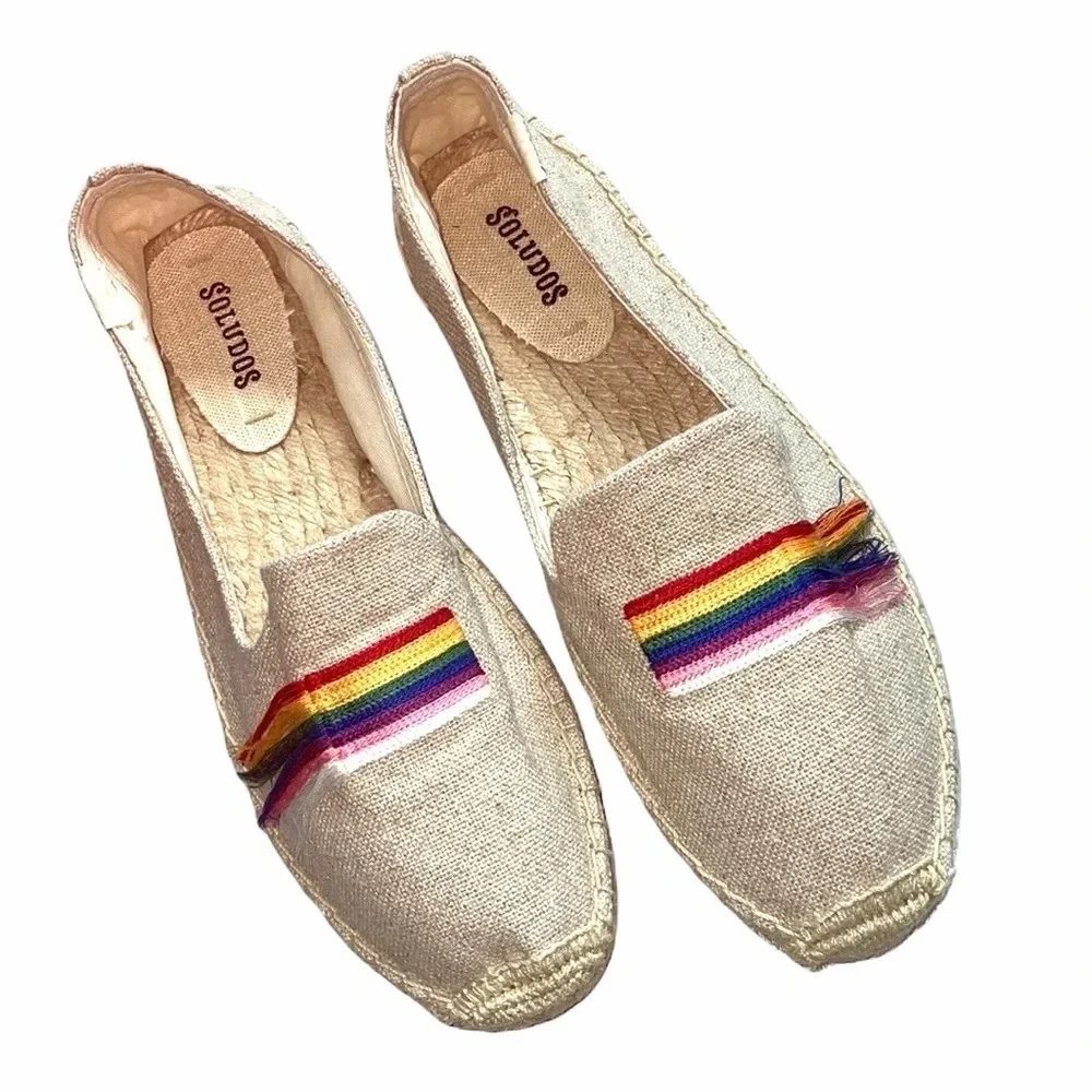 Soludos rainbow pride flag espadrille loafer flats